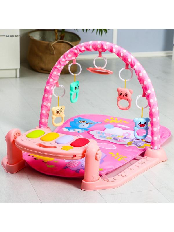Развивающий коврик «Счастливые малыши», с пианино, розовый