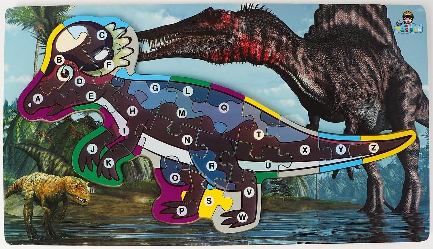 Детский деревянный пазл по номерам «Динозавры» МИКС