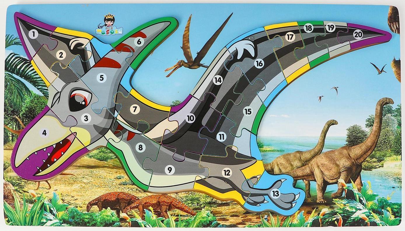 Детский деревянный пазл по номерам «Динозавры» МИКС
