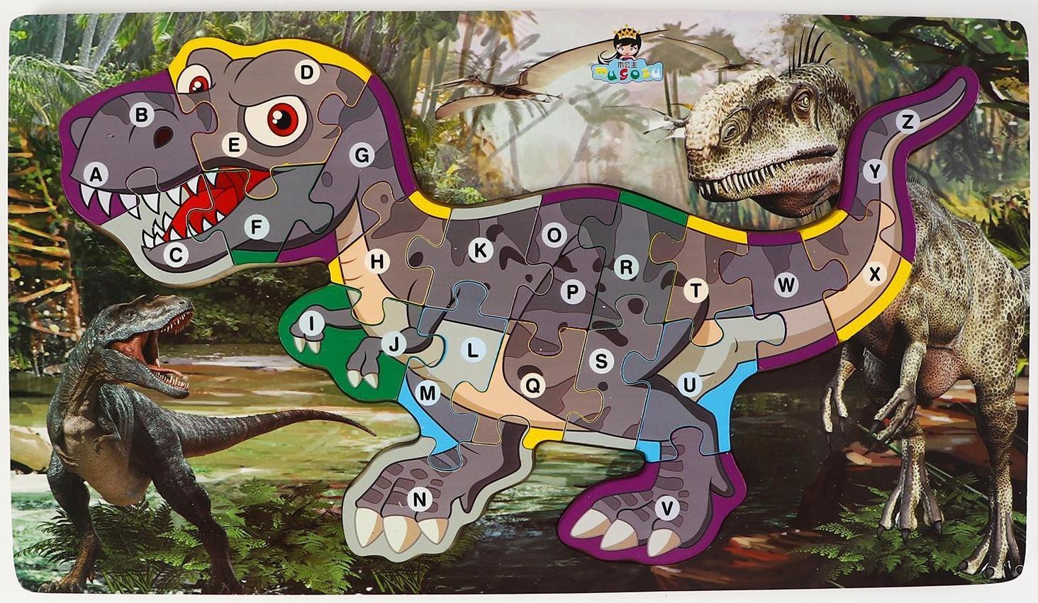 Детский деревянный пазл по номерам «Динозавры» МИКС
