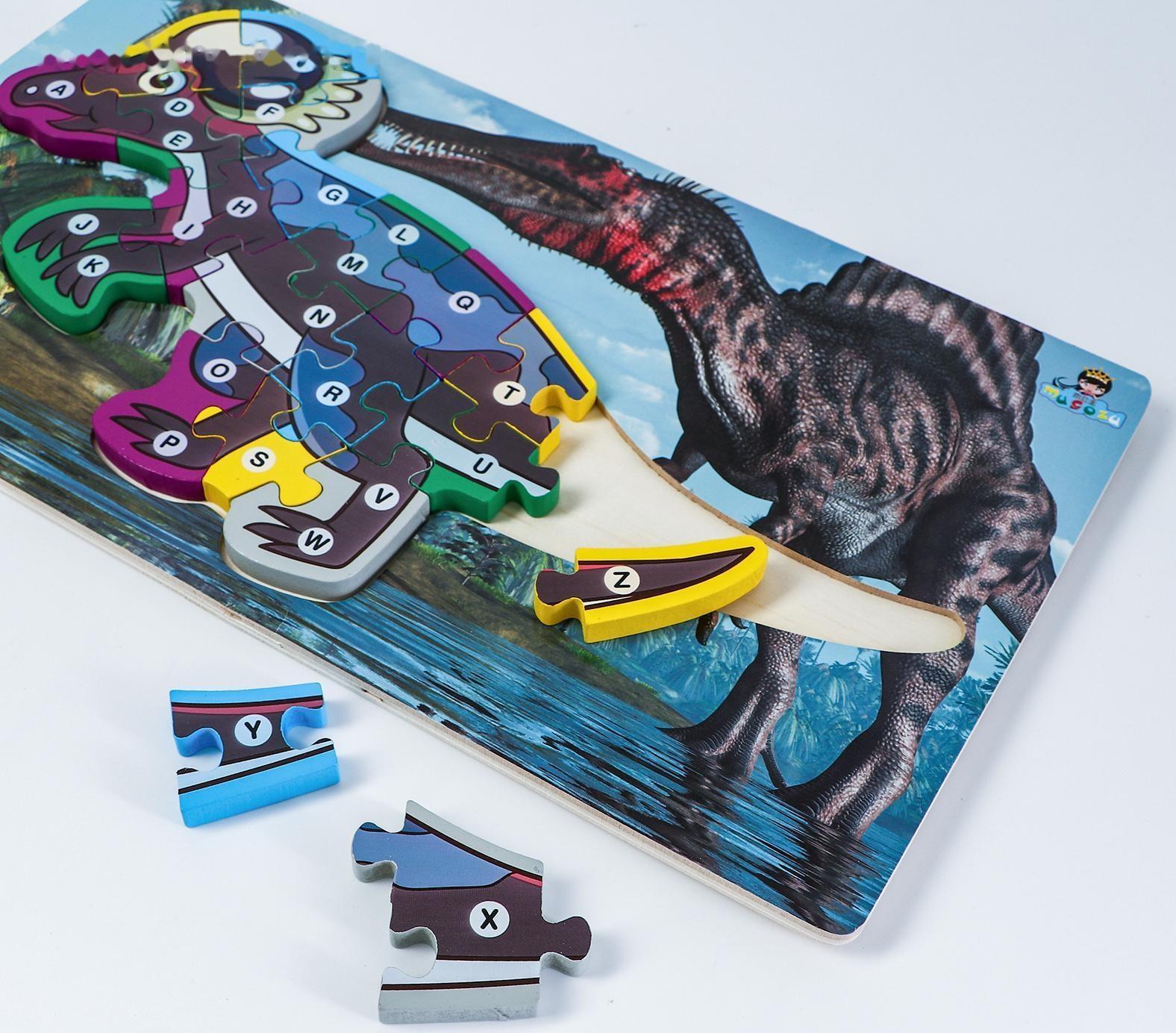 Детский деревянный пазл по номерам «Динозавры» МИКС