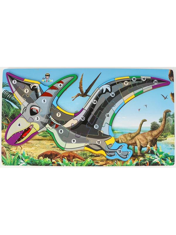Детский деревянный пазл по номерам «Динозавры» МИКС