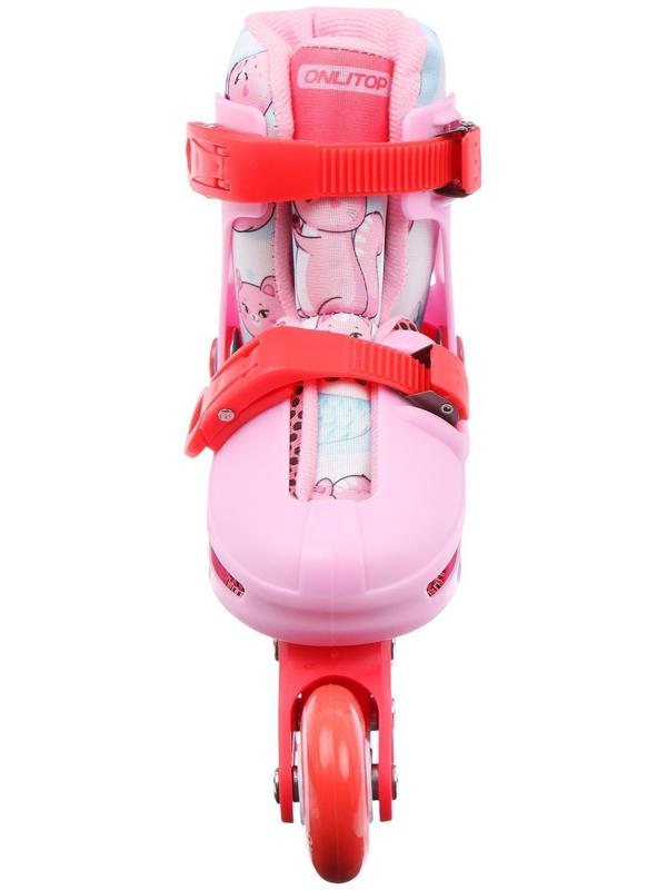 Роликовые коньки раздвижные, р.34-37, колеса PVC 64 мм, пластик. рама, цвет розовый