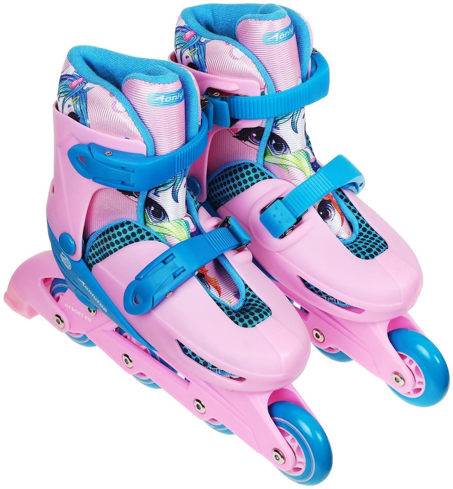 Набор Ролики раздвижные+защита, размер 34-37, колеса PVC 64 мм, пластиковая рама