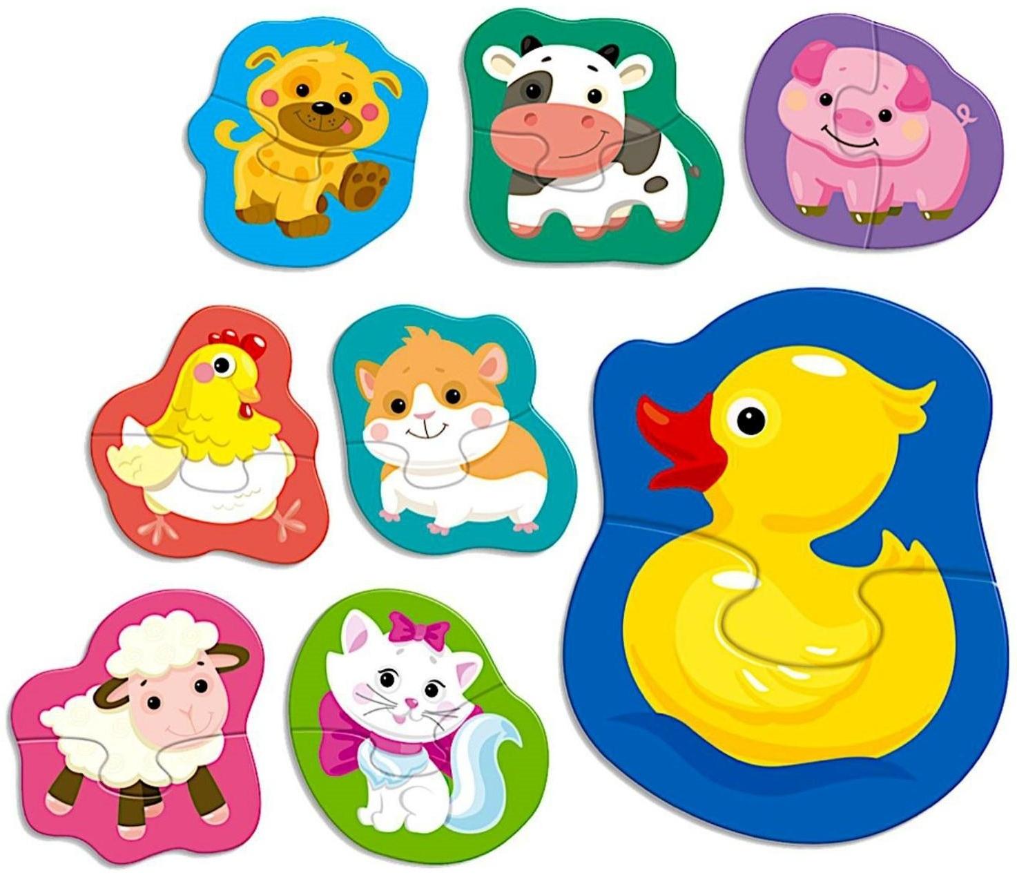 Пазлы контурные «Домашние животные. Половинки»