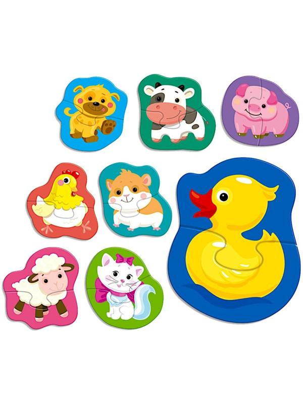 Пазлы контурные «Домашние животные. Половинки»