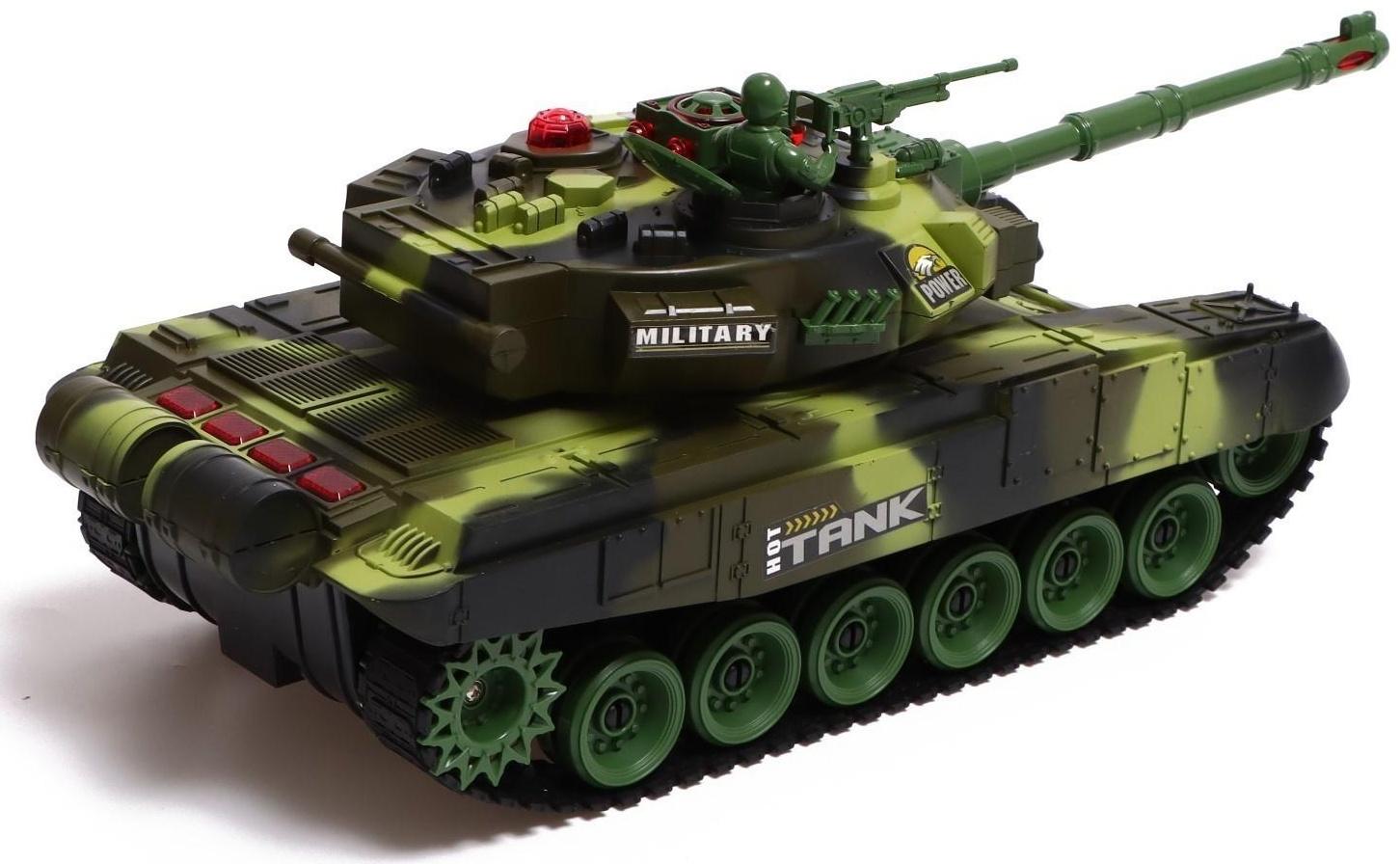 Танк радиоуправляемый «Защитник», с аккумулятором, световые и звуковые эффекты, цвет зелёный