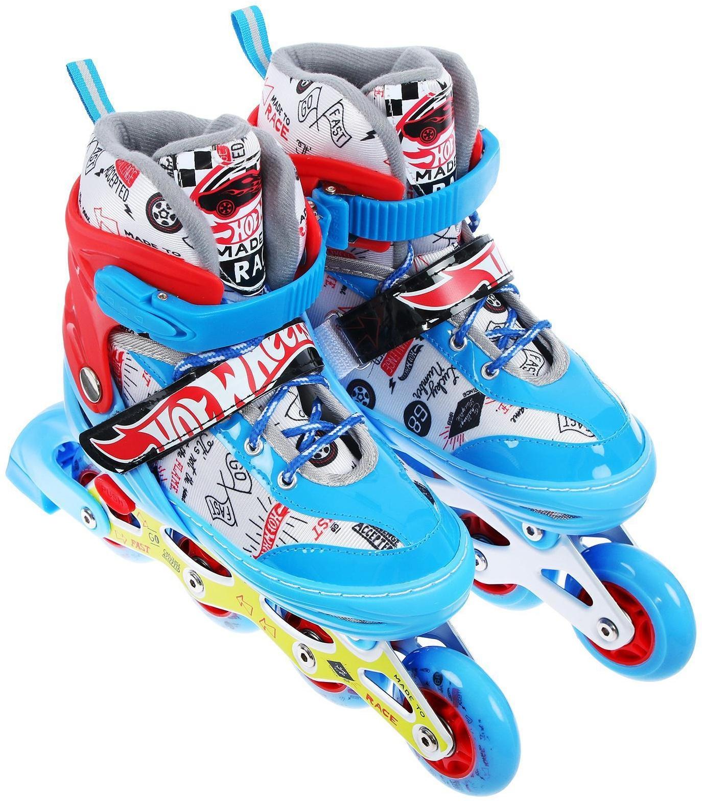 Роликовые коньки Hot Wheels, PU колёса со светом, размер XS (26-29)