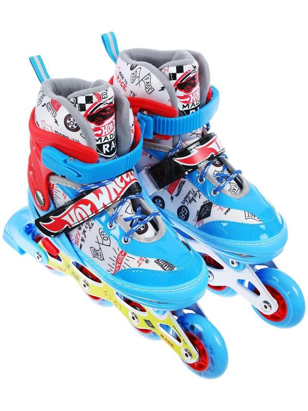 Роликовые коньки Hot Wheels, PU колёса со светом, размер XS (26-29)