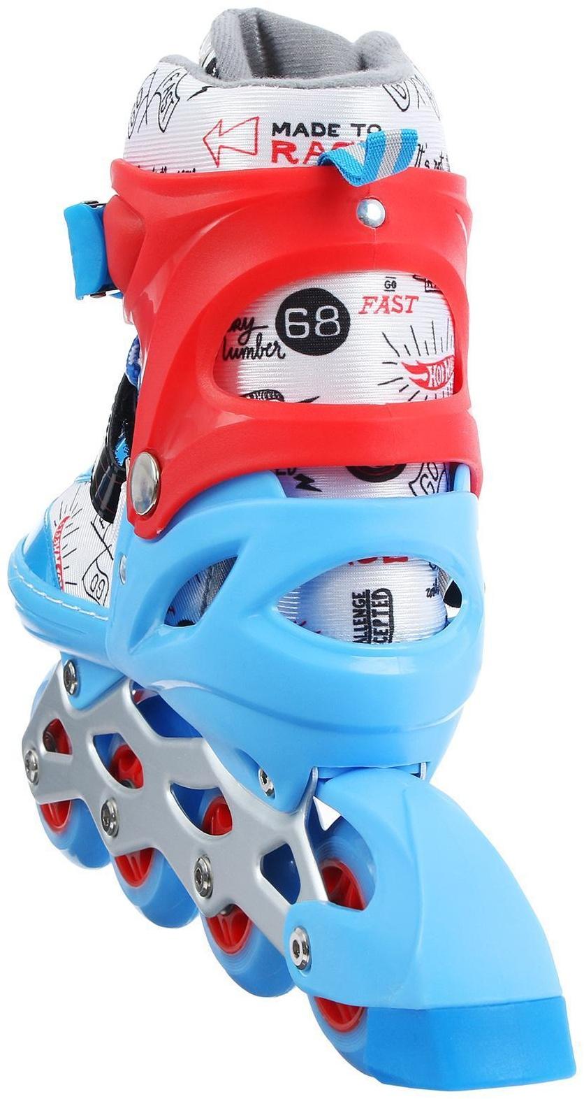 Роликовые коньки Hot Wheels, PU колёса со светом, размер M (34-37)