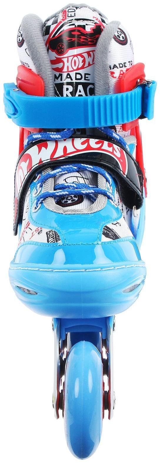 Роликовые коньки Hot Wheels, PU колёса со светом, в комплекте с защитой и шлемом, размер XS (26-29)
