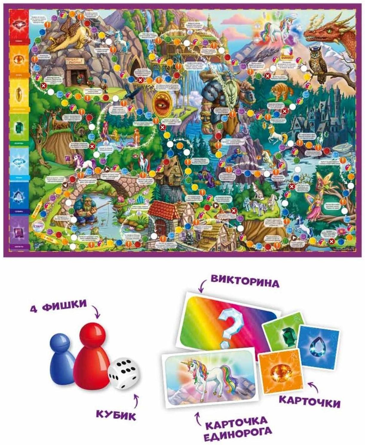Игра-ходилка с викториной «Волшебный мир единорогов», 59,5х42 см