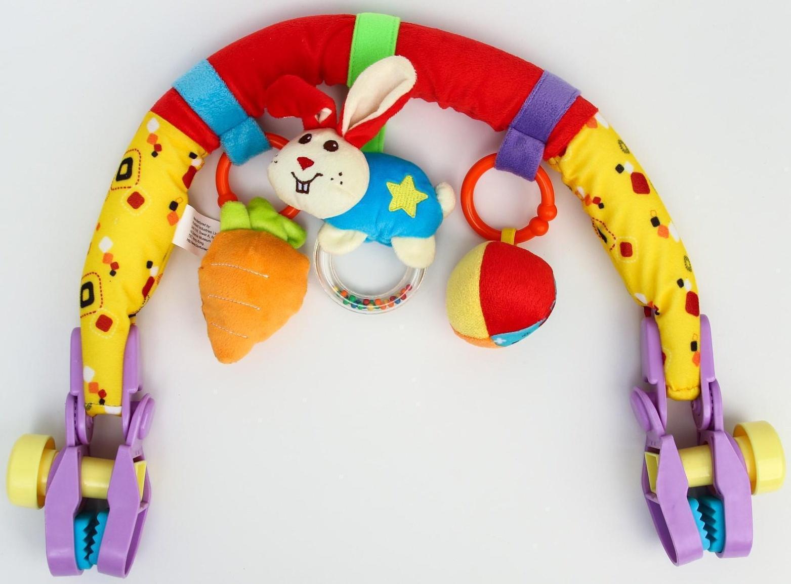 Дуга на кроватку/коляску «Зайка», 3 игрушки, с погремушками, р-р 27-40