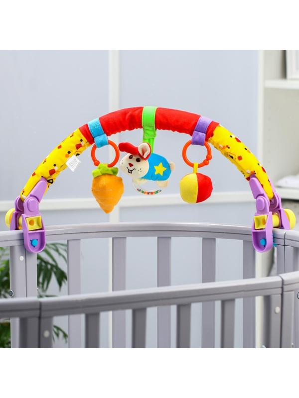 Дуга на кроватку/коляску «Зайка», 3 игрушки, с погремушками, р-р 27-40