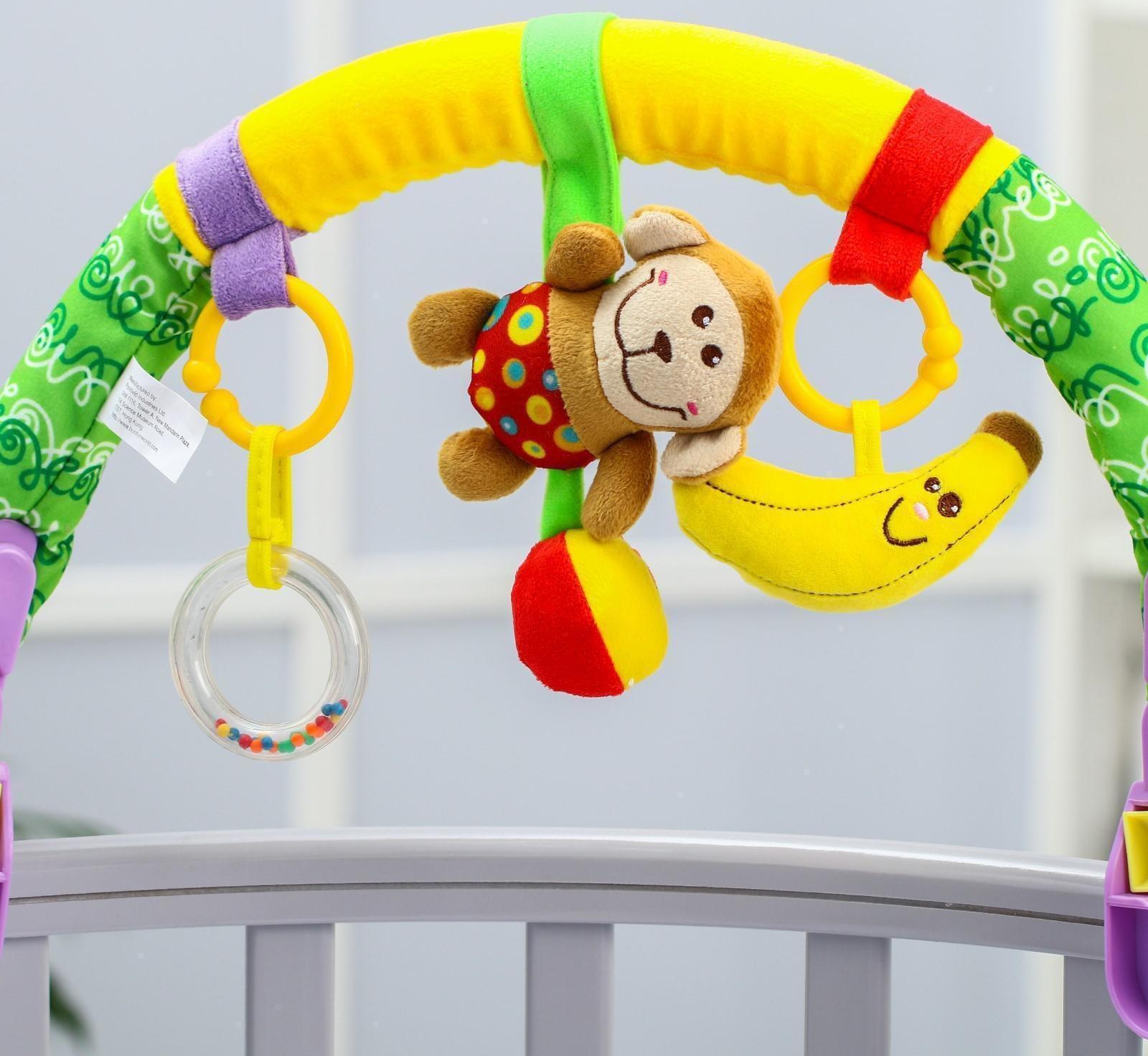 Дуга на кроватку/коляску «Обезьянка», 3 игрушки, с погремушками, р-р 22-40