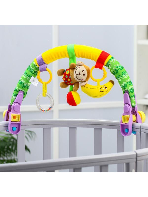Дуга на кроватку/коляску «Обезьянка», 3 игрушки, с погремушками, р-р 22-40