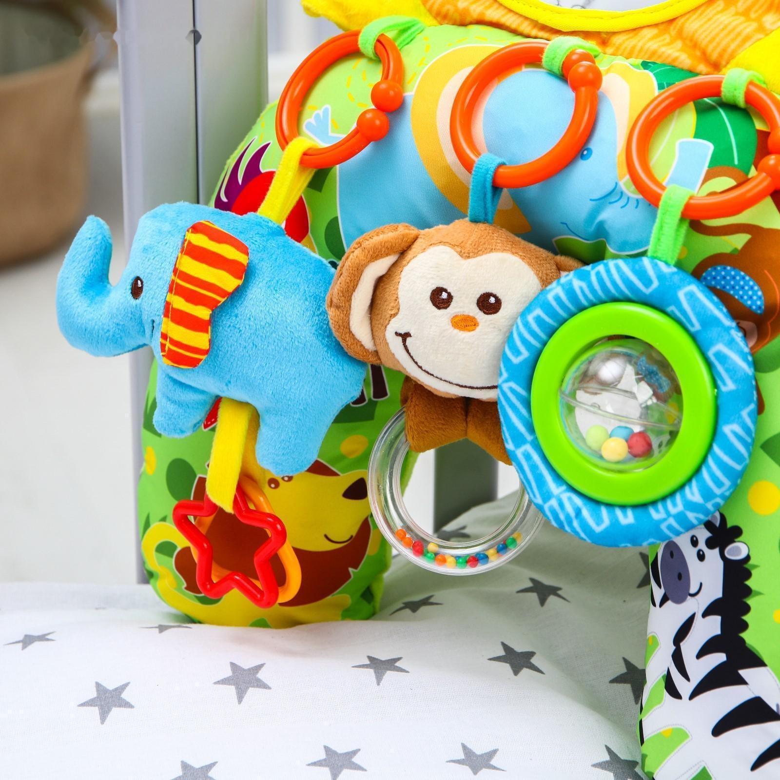 Развивающая подушка для малыша «Зоо», с  погремушками/зеркалом