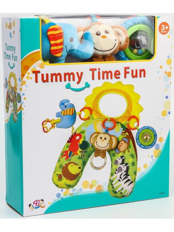 Развивающая подушка для малыша «Зоо», с  погремушками/зеркалом