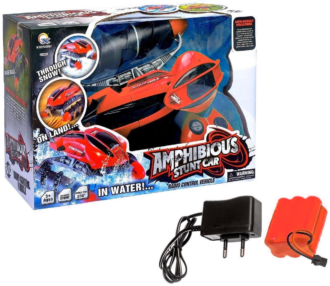 Машина радиоуправляемая «Амфибия», с аккумулятором, световые эффекты, цвет красный