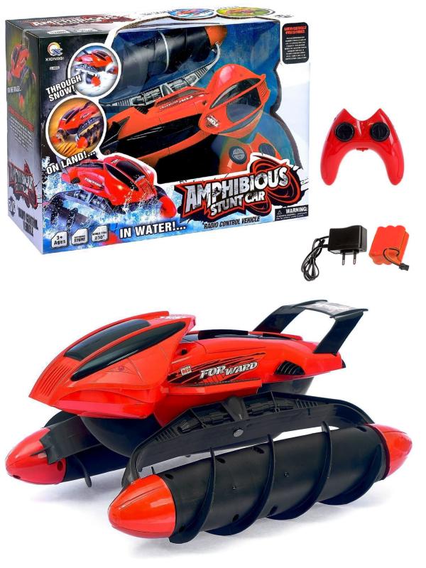 Машина радиоуправляемая «Амфибия», с аккумулятором, световые эффекты, цвет красный