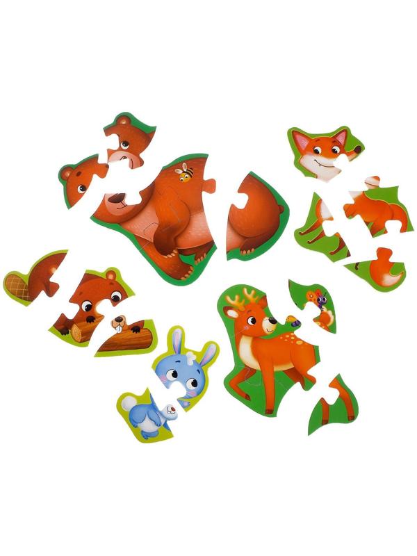 Макси- пазлы «Лесные жители», 5 пазлов, 20 деталей