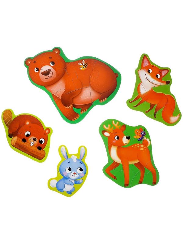 Макси- пазлы «Лесные жители», 5 пазлов, 20 деталей