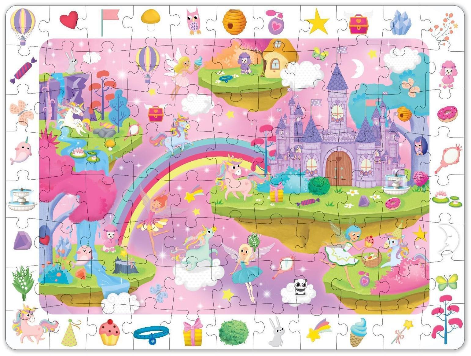 Пазлы «Найди и покажи. Сказочный город единорогов», 88 деталей