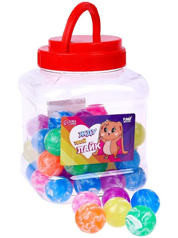 Мячики попрыгунчики «Жду твой лайк», 3 см. набор 5 шт.