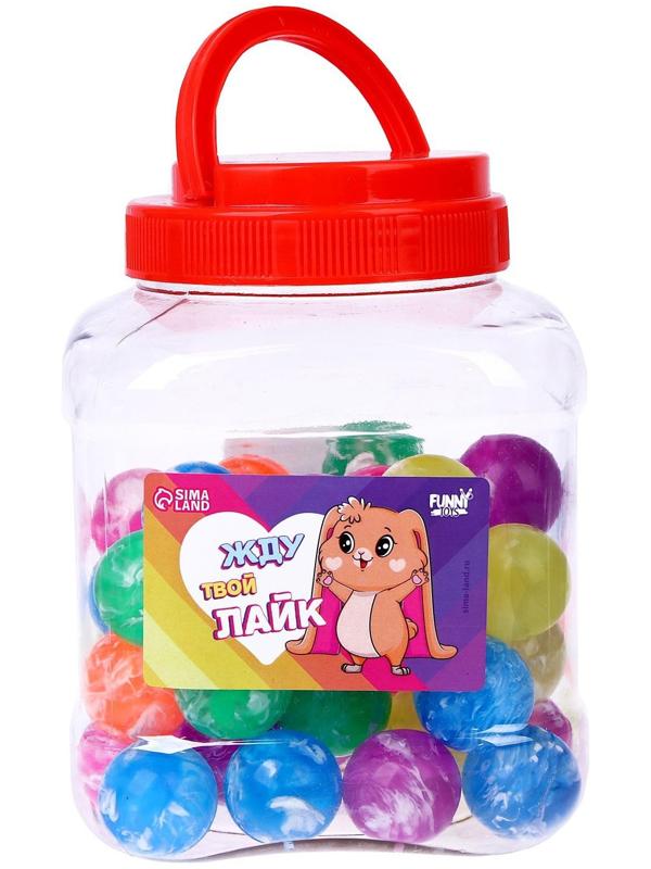 Мячики попрыгунчики «Жду твой лайк», 3 см. набор 5 шт.