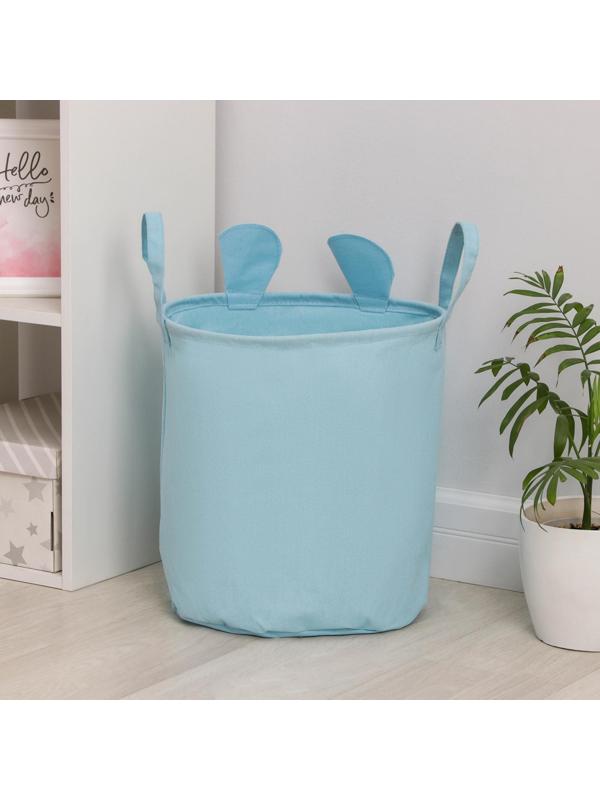 Корзина бельевая текстильная «Мишутка», 36×35 см, цвет голубой