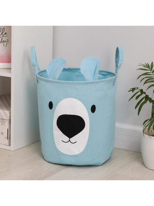 Корзина бельевая текстильная «Мишутка», 36×35 см, цвет голубой