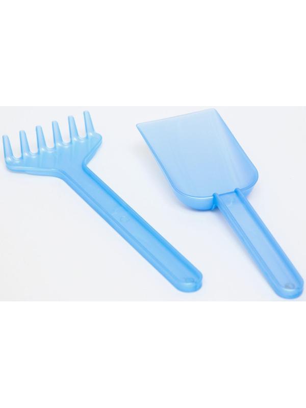 Песочный набор «Крош», Смешарики, ведёрко-лейка 350 мл, грабли, совок, 4 формочки, в сетке