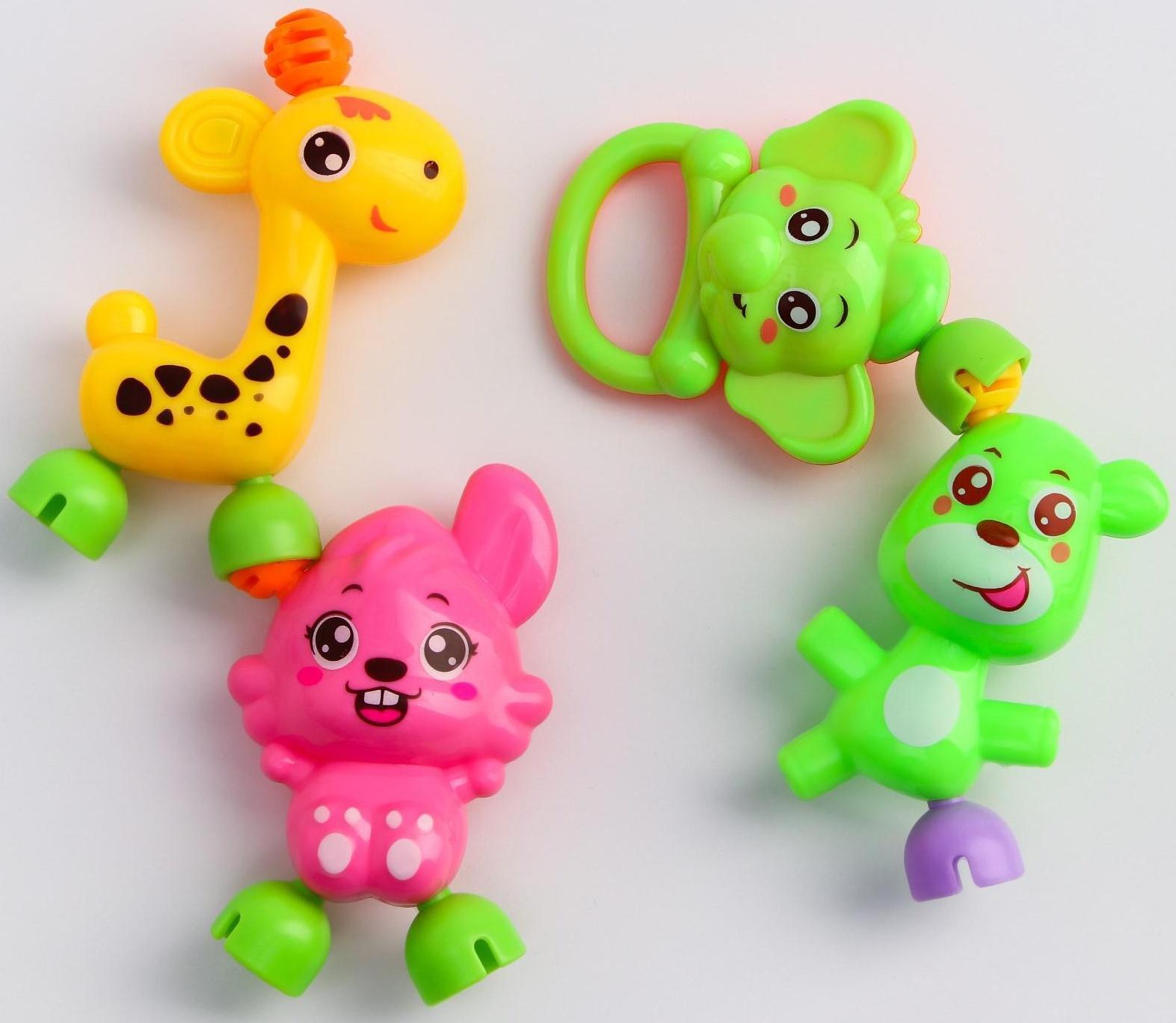Набор погремушек «Давай играть», 4 игрушки, цвет МИКС
