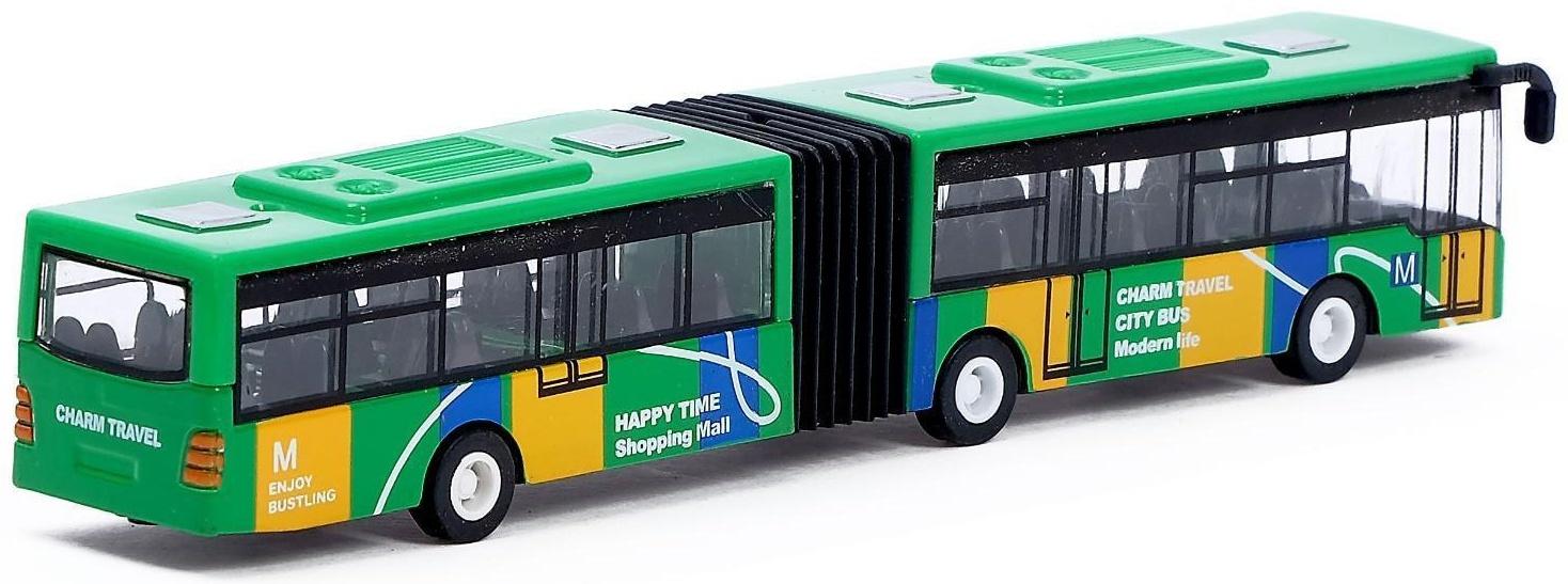 Автобус металлический «Городской транспорт», инерционный, масштаб 1:64, цвет зелёный