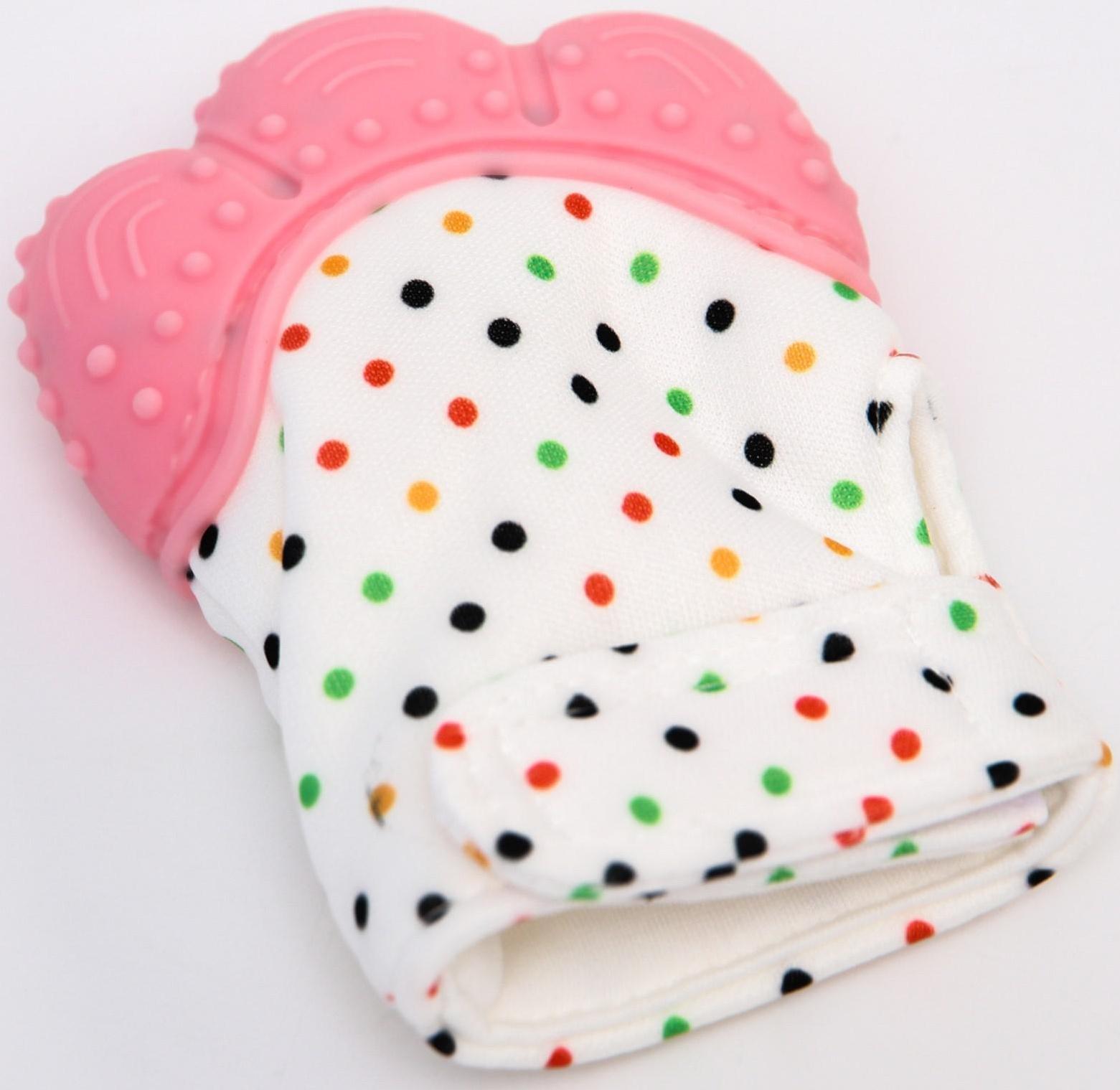 Прорезыватель рукавичка «Малыш», на липучке, цвет розовый