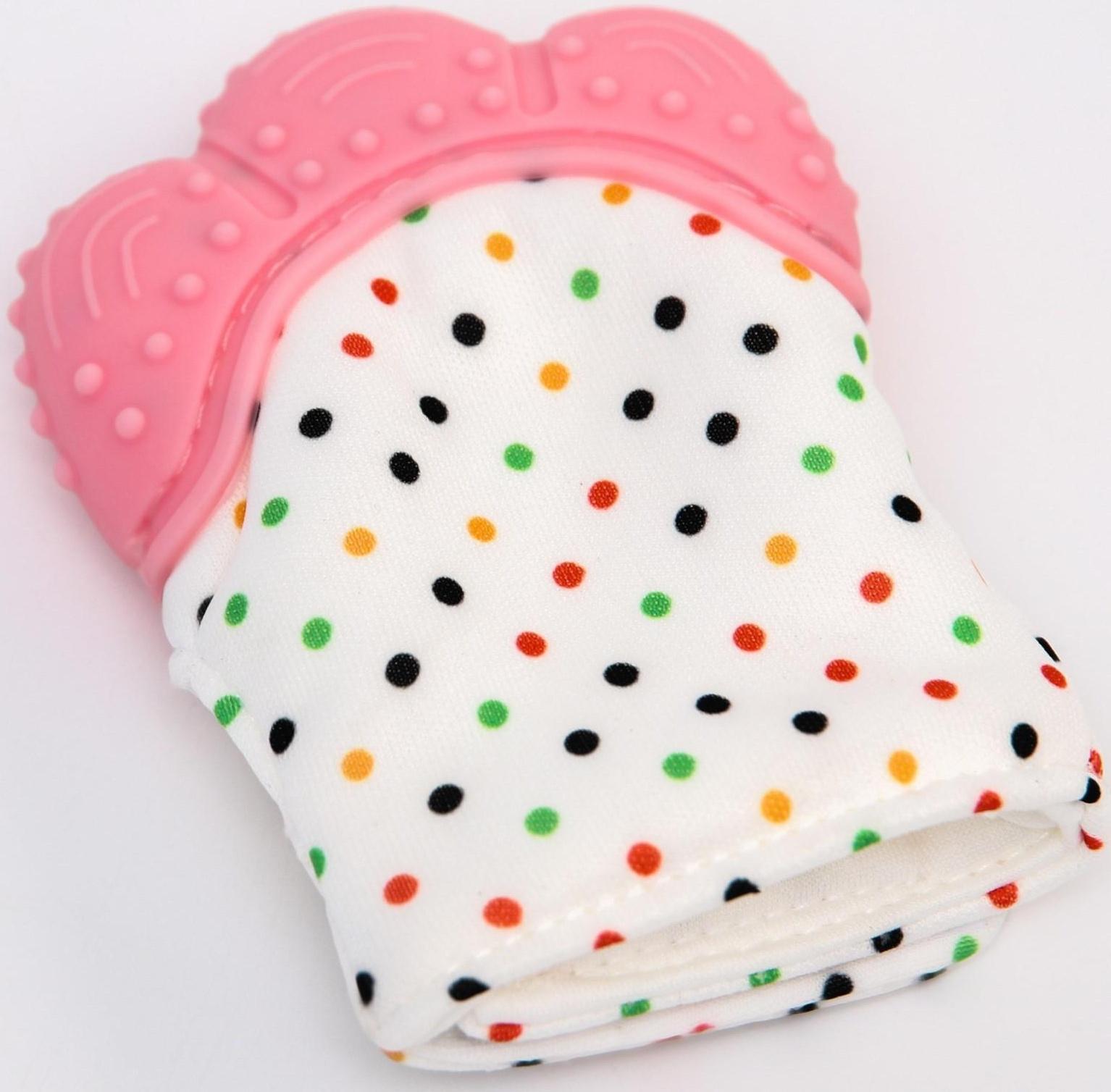 Прорезыватель рукавичка «Малыш», на липучке, цвет розовый