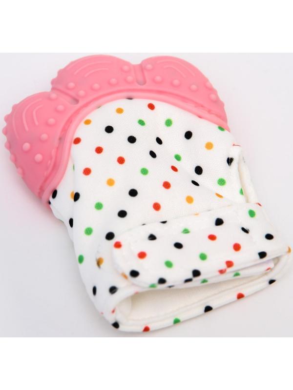 Прорезыватель рукавичка «Малыш», на липучке, цвет розовый