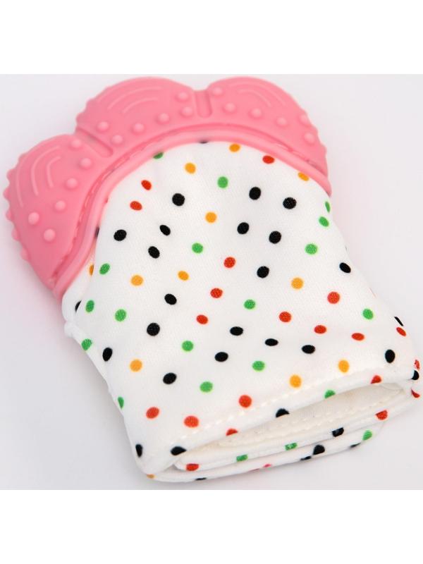 Прорезыватель рукавичка «Малыш», на липучке, цвет розовый