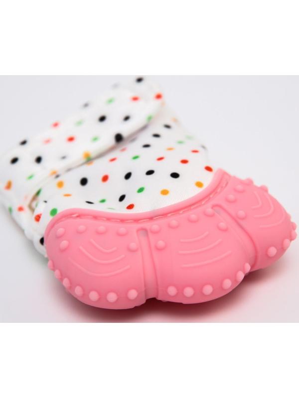 Прорезыватель рукавичка «Малыш», на липучке, цвет розовый