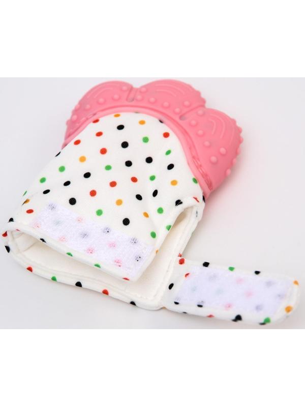 Прорезыватель рукавичка «Малыш», на липучке, цвет розовый