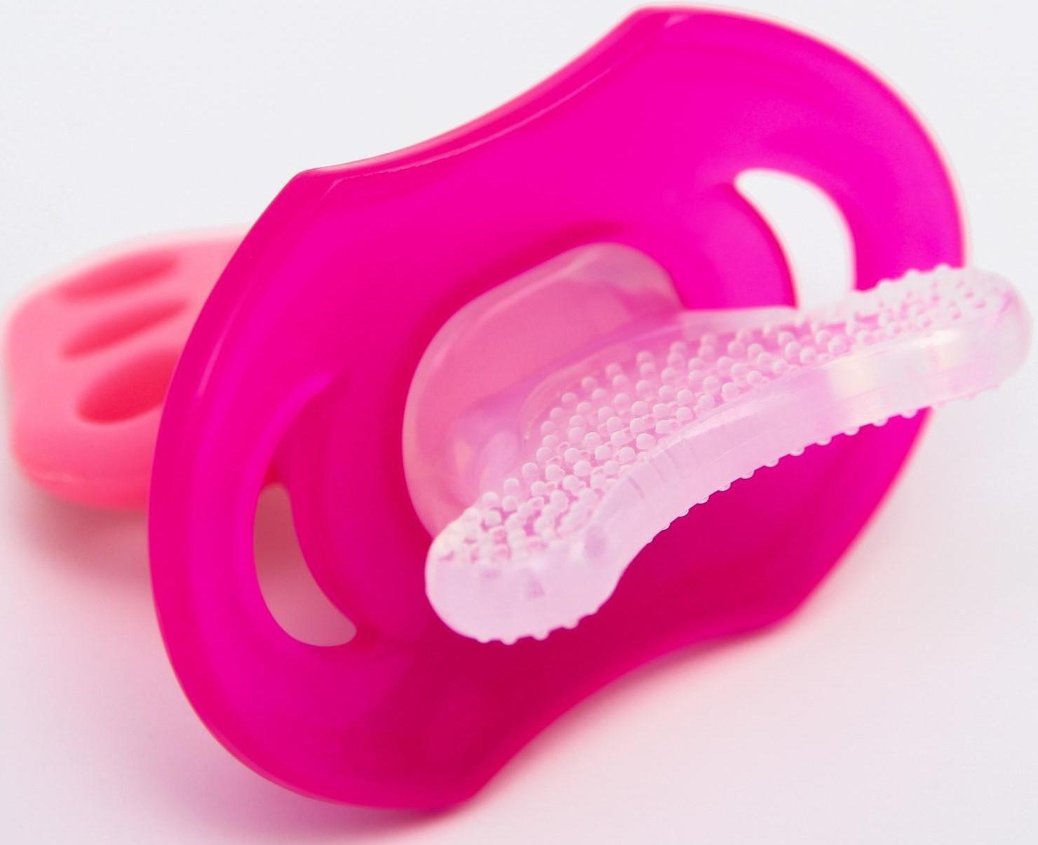 Прорезыватель силиконовый «Для передних зубов», розовый, с колпачком