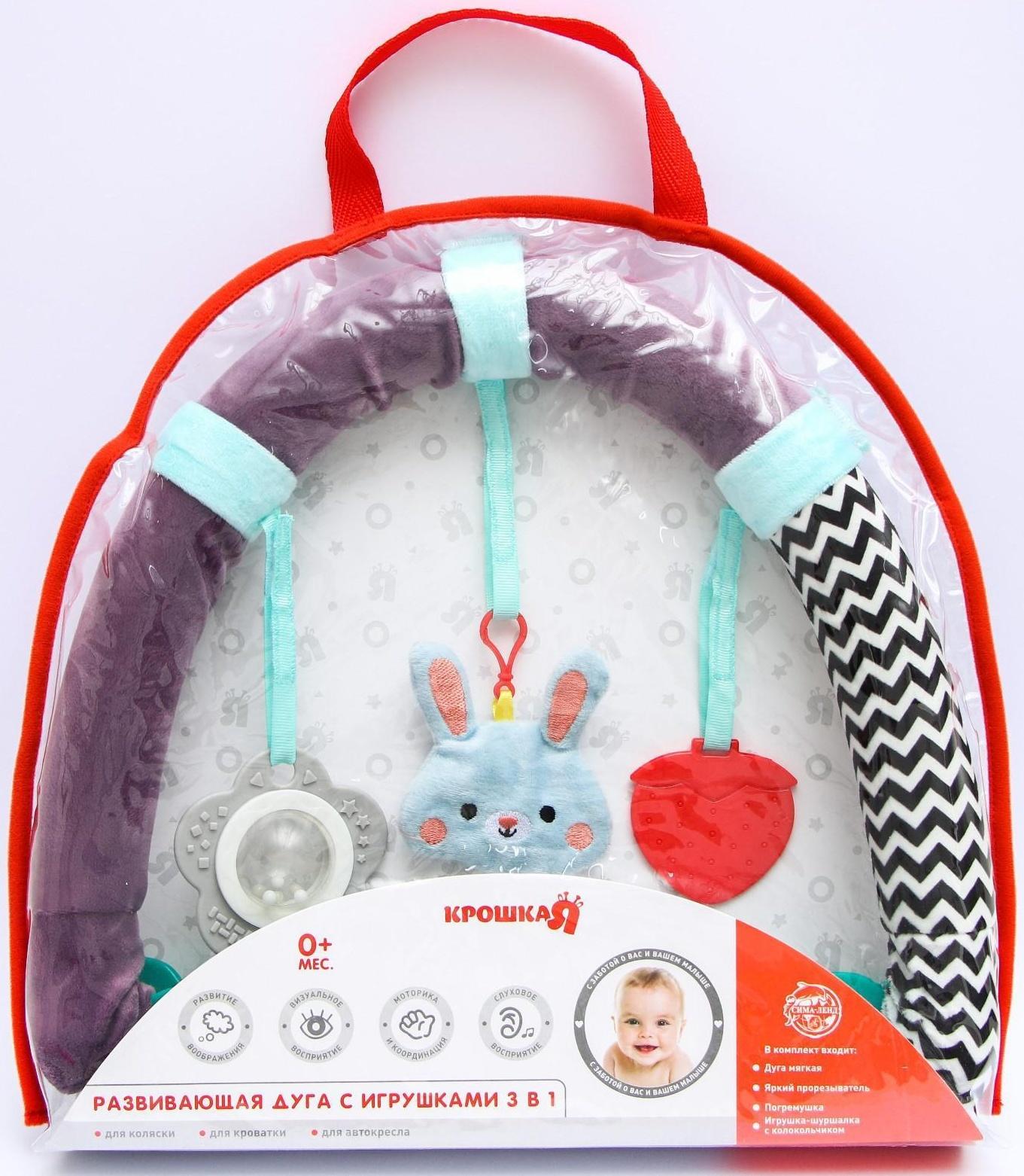 Развивающая, мягкая, игровая дуга на коляску/кроватку «Зайчик», прорезыватель/погремушка, р-р 30-45
