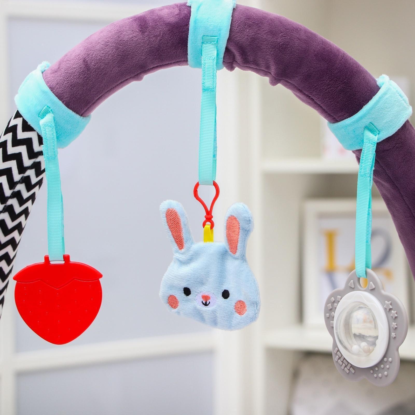 Развивающая, мягкая, игровая дуга на коляску/кроватку «Зайчик», прорезыватель/погремушка, р-р 30-45
