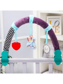 Развивающая, мягкая, игровая дуга на коляску/кроватку «Зайчик», прорезыватель/погремушка, р-р 30-45