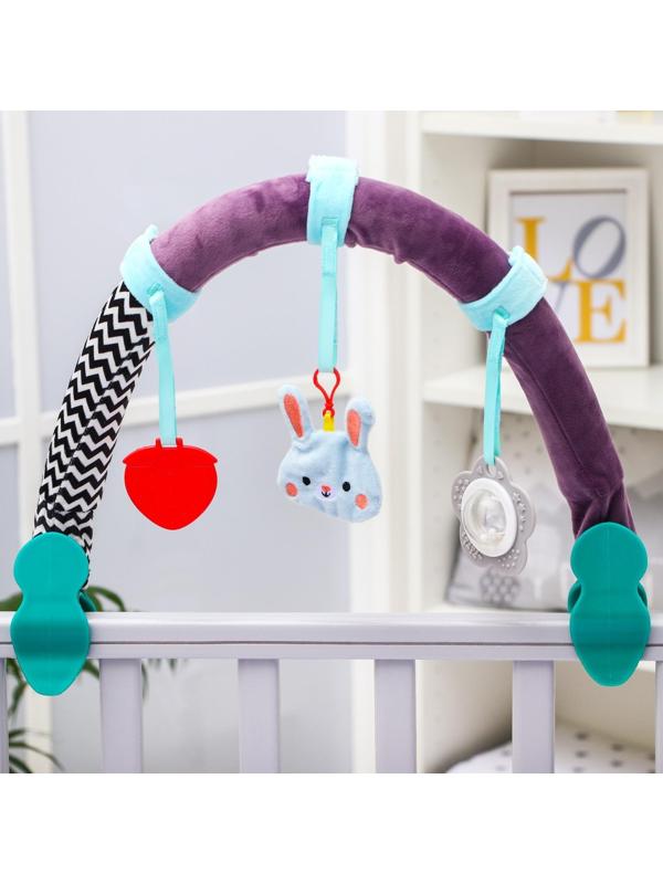Развивающая, мягкая, игровая дуга на коляску/кроватку «Зайчик», прорезыватель/погремушка, р-р 30-45