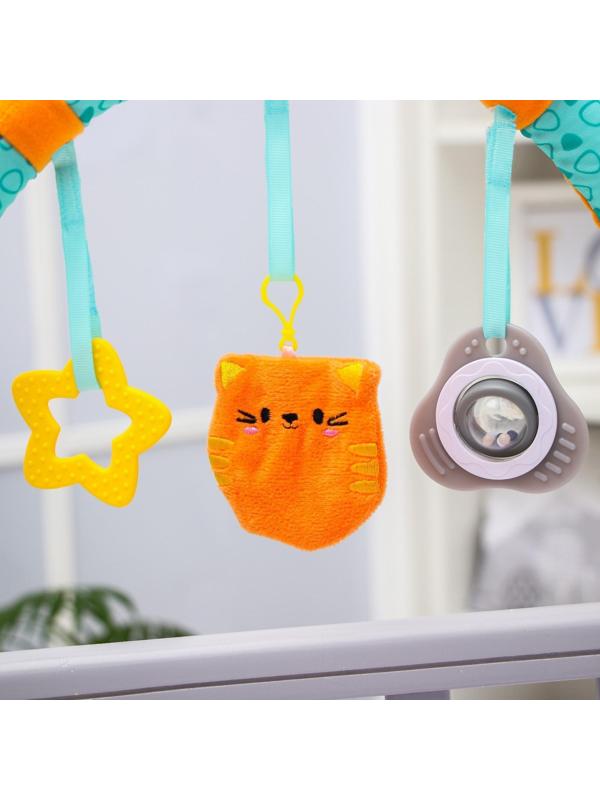 Развивающая, мягкая, игровая дуга на коляску/кроватку «Котик», прорезыватель/погремушка, р-р 16-45