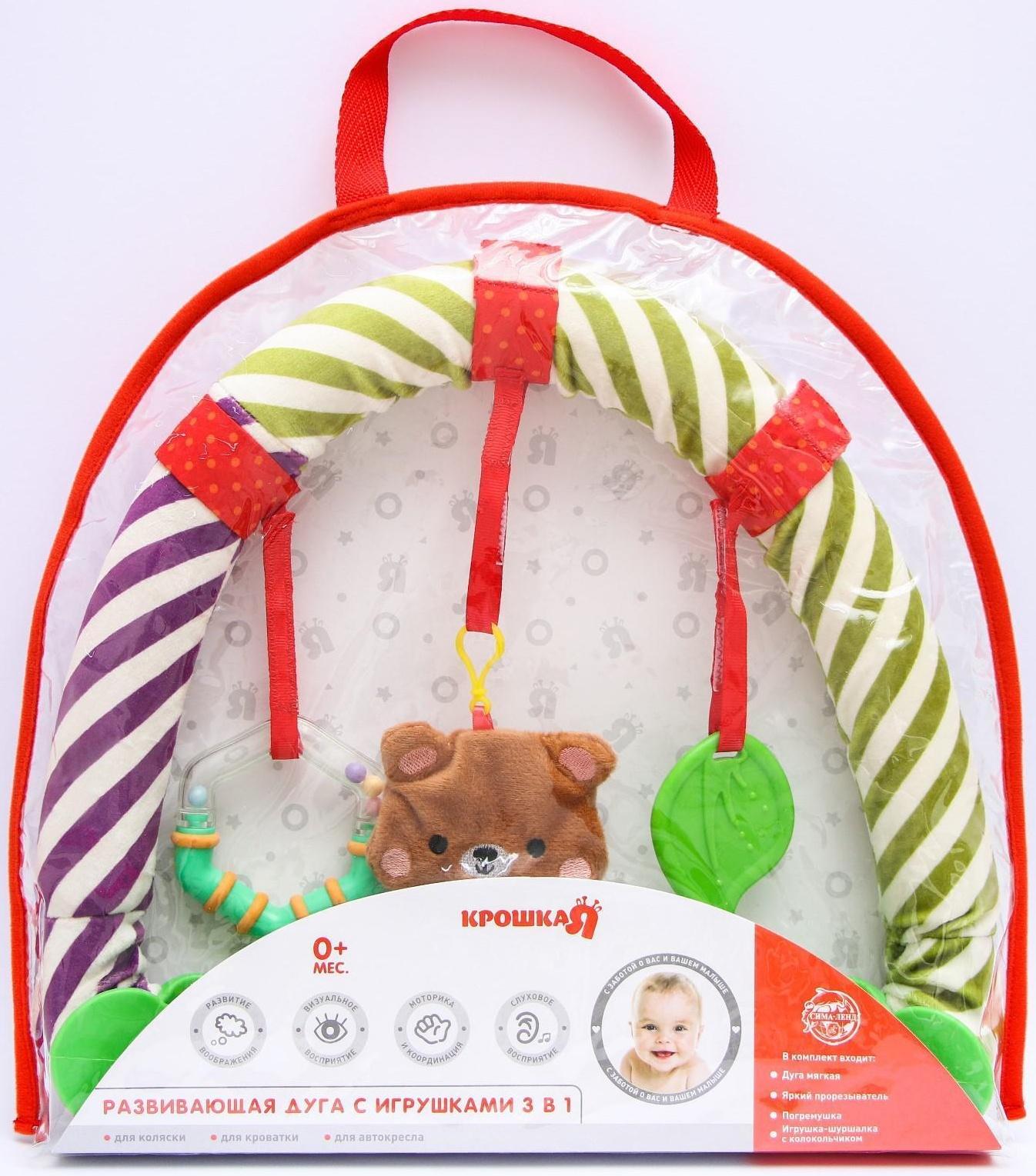 Развивающая, мягкая, игровая дуга на коляску/кроватку «Мишка», прорезыватель/погремушка, р-р 28-43