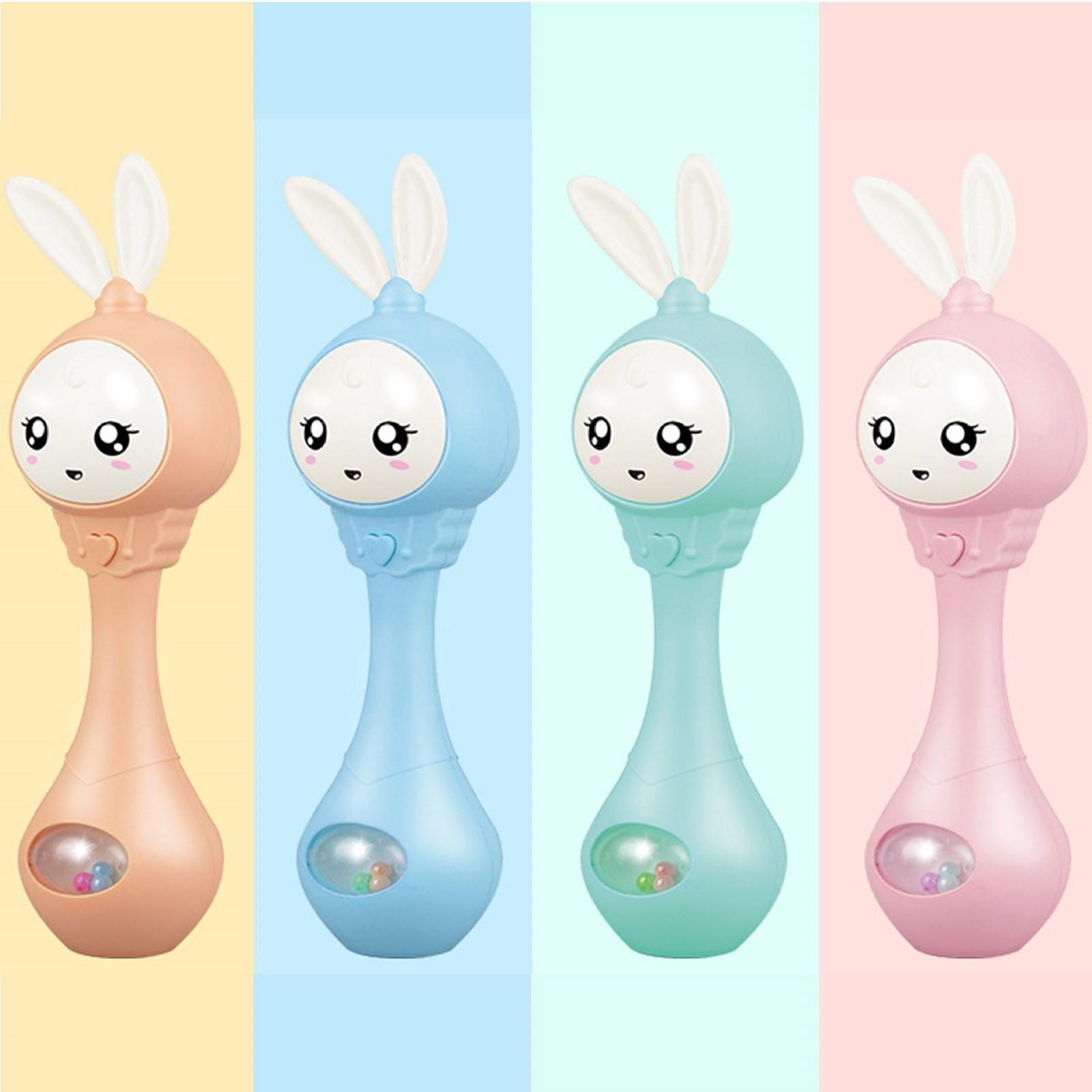 Погремушка - прорезыватель музыкальная «Зайка Лило», светится, эластичные ушки - прорезыватель, цвет МИКС