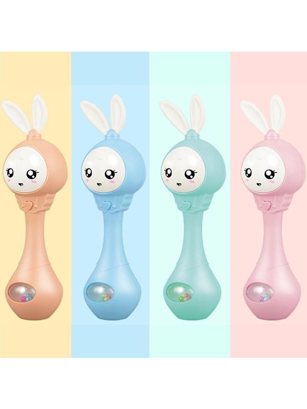 Погремушка - прорезыватель музыкальная «Зайка Лило», светится, эластичные ушки - прорезыватель, цвет МИКС