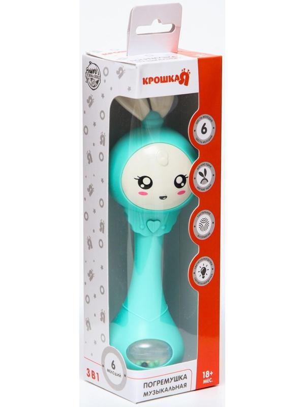 Погремушка - прорезыватель музыкальная «Зайка Лило», светится, эластичные ушки - прорезыватель, цвет МИКС